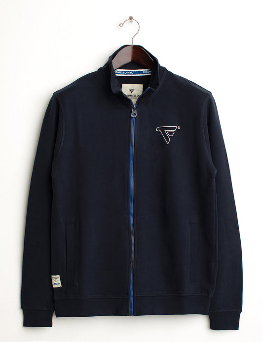 Felpa full-zip con collo alto uomo blue fm24w03fz cc-a0601