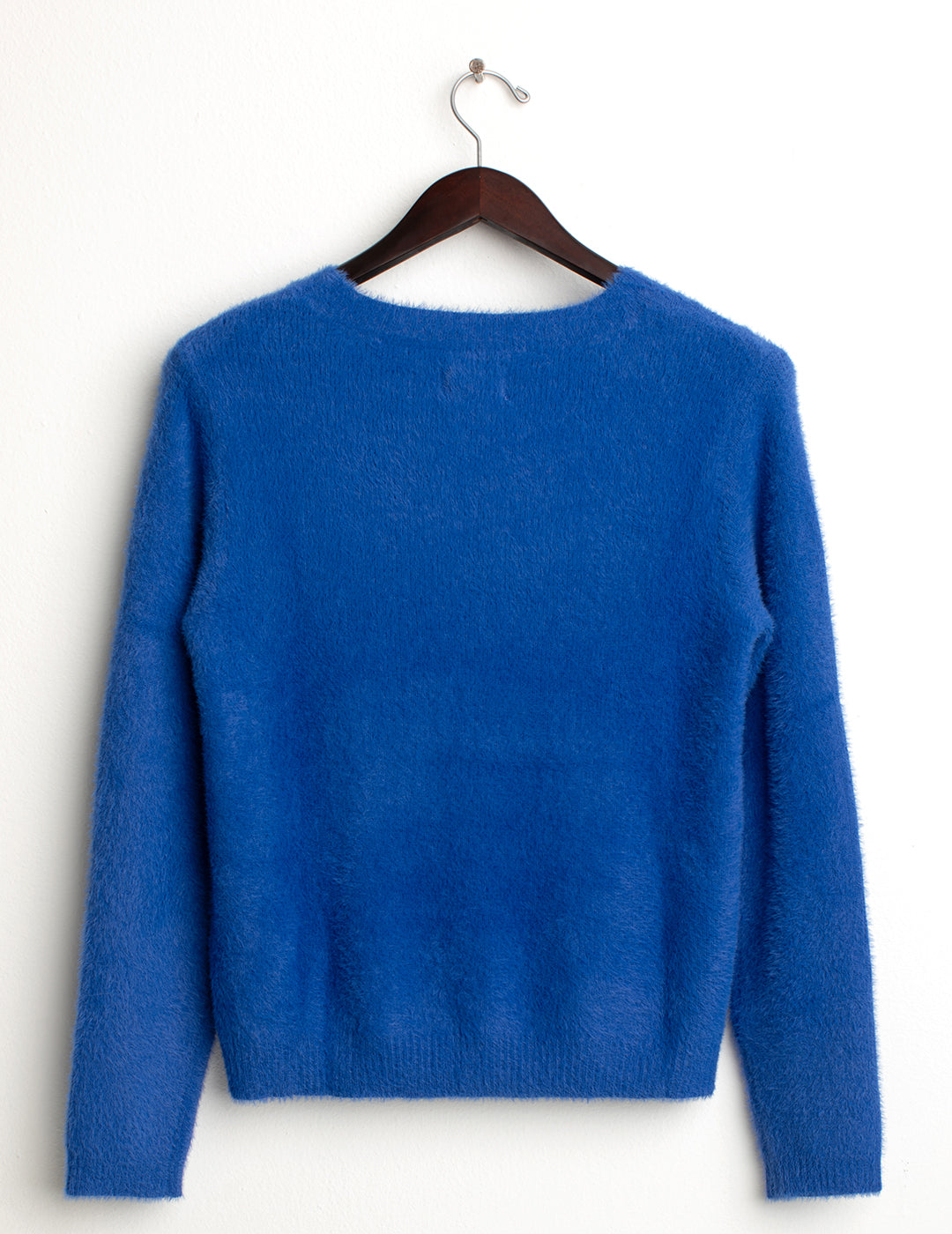 Maglia girocollo con filato effetto pelliccia donna bluette fw24w08mg cc-a0606 Maglia girocollo con filato effetto pelliccia
