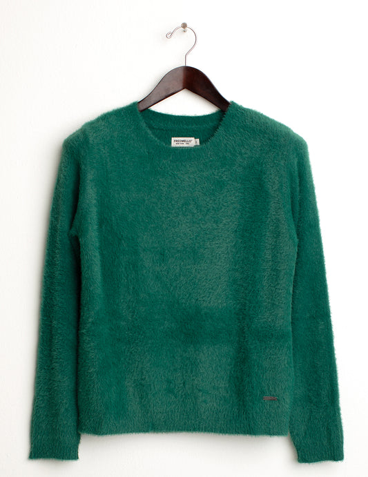 Maglia girocollo con filato effetto pelliccia donna green fw24w08mg cc-a0801