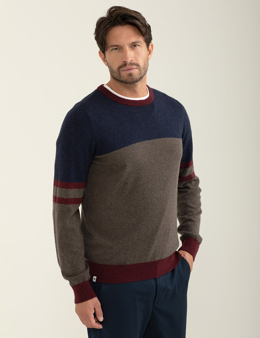 Maglia girocollo in lambswool e poliammide uomo blue fm24w35mg cc-a0601