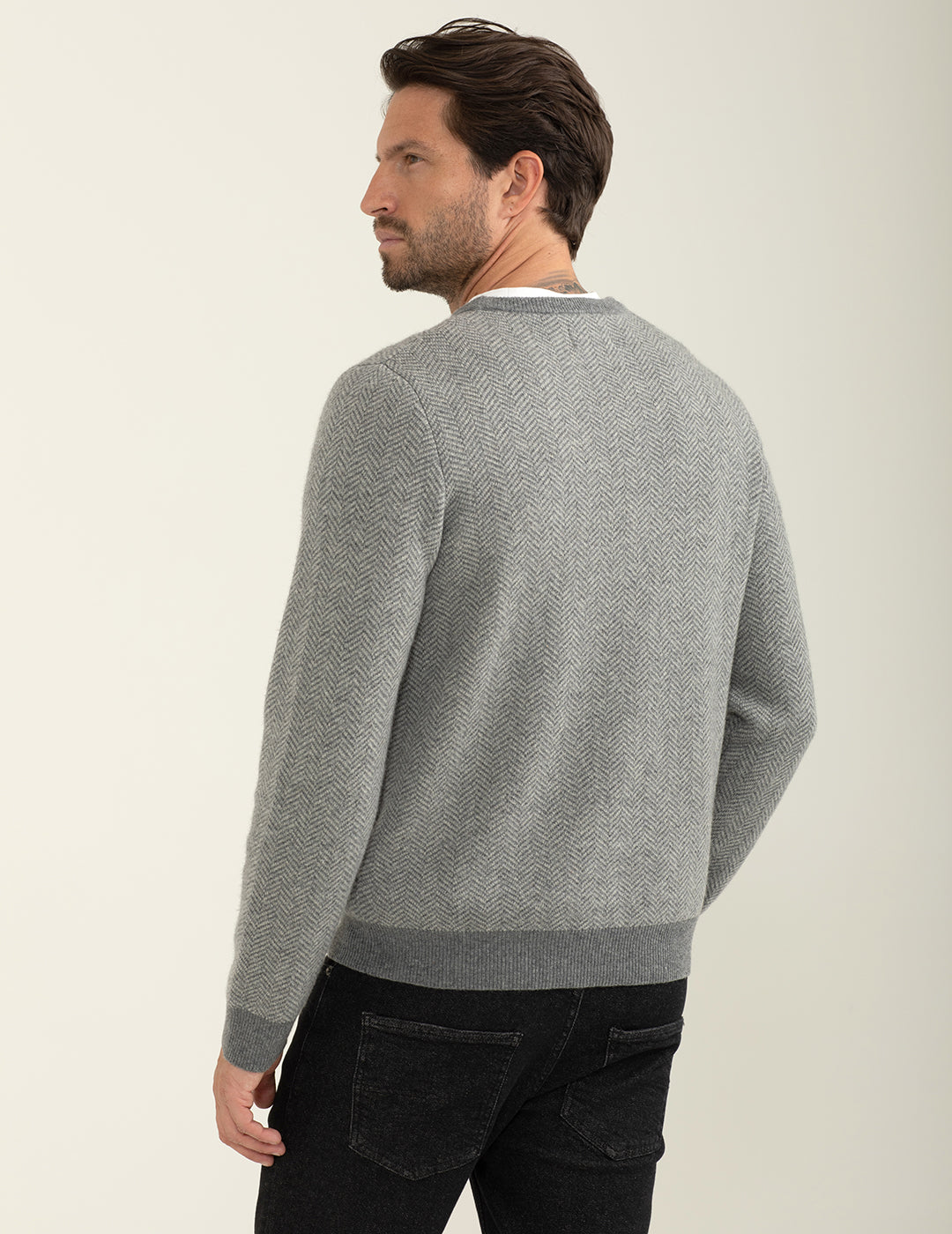 Maglia girocollo fantasia a maniche lunghe uomo gray melange fm24w36mg cc-a0901 Maglia girocollo fantasia a maniche lunghe