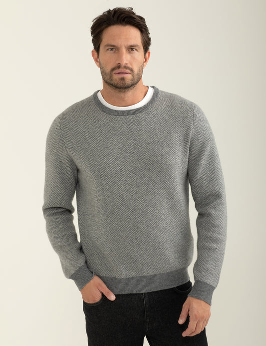 Maglia girocollo fantasia a maniche lunghe uomo gray melange fm24w36mg cc-a0901