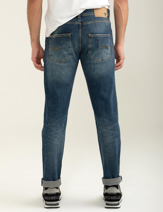 Pantalone in denim leggermente elasticizzato - back - 002