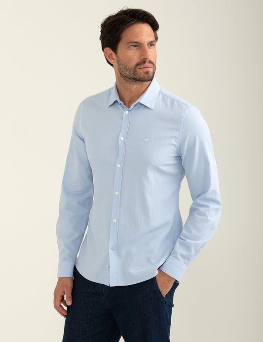 Camicia in tessuto armaturato uomo light blue fm24w14cu cc-a1001