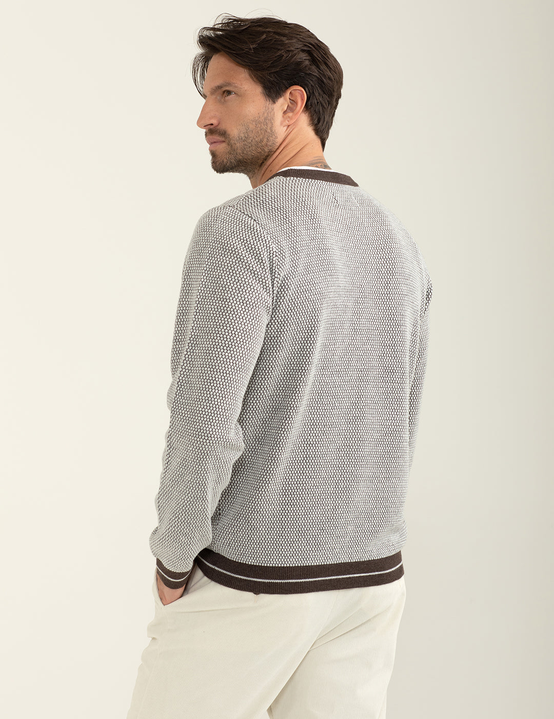 Maglia girocollo fantasia uomo mud melange fm24w43mg cc-a0108 Maglia girocollo fantasia