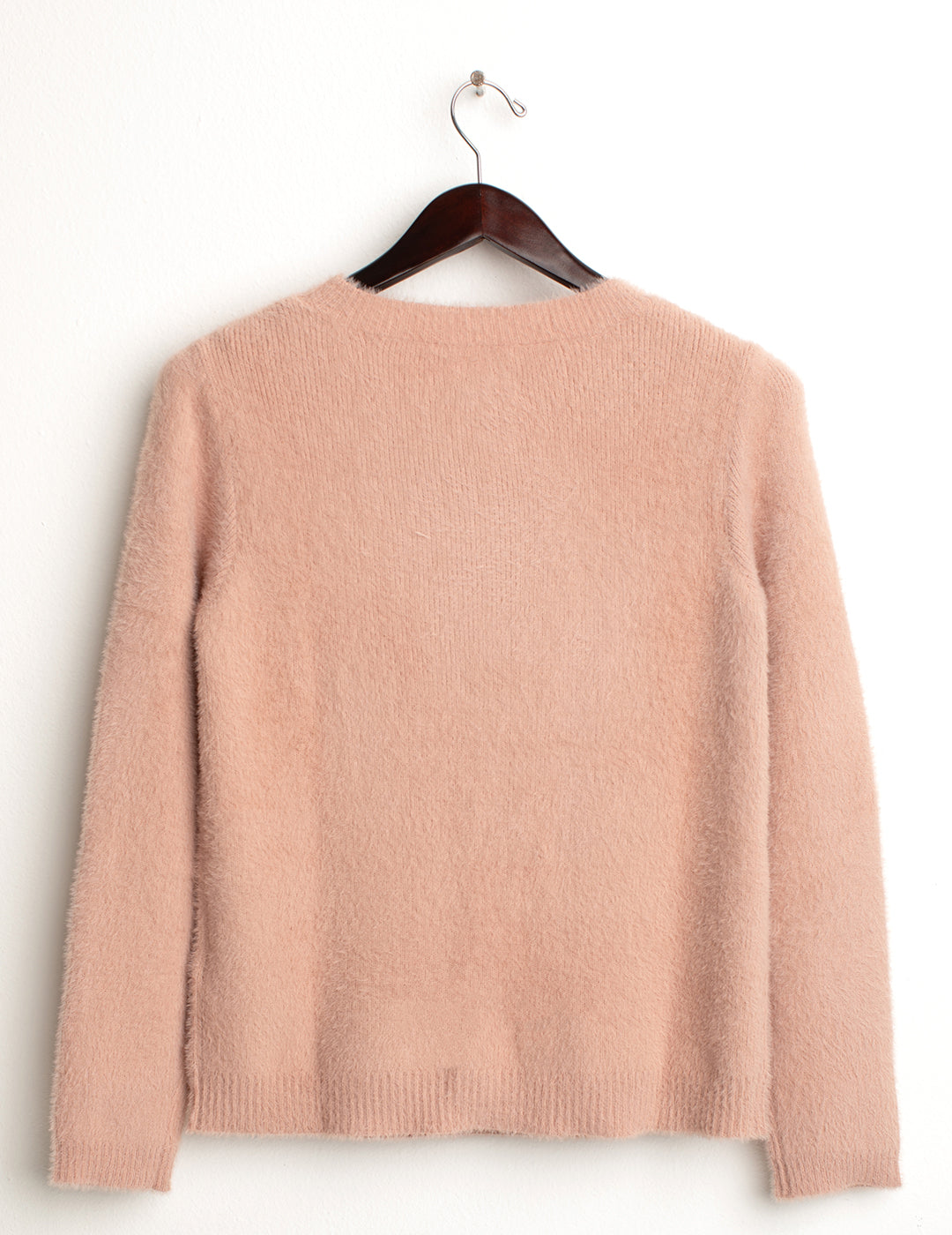 Maglia girocollo con filato effetto pelliccia donna old rose fw24w08mg cc-a0405 Maglia girocollo con filato effetto pelliccia