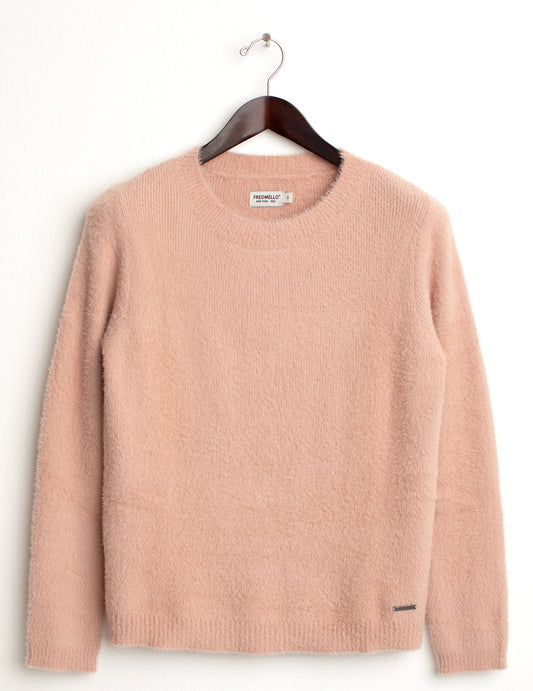 Maglia girocollo con filato effetto pelliccia donna old rose fw24w08mg cc-a0405