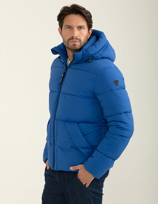 Piumino con cappuccio in materiale stretch - back - 002
