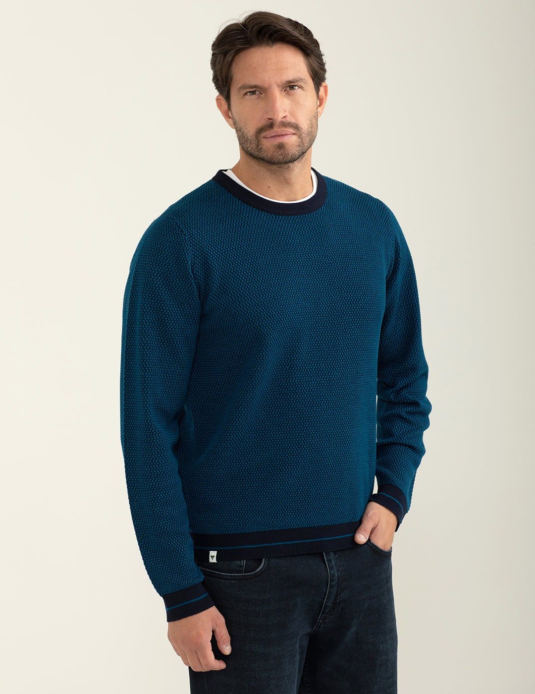 Maglia girocollo fantasia uomo blue fm24w43mg cc-a0601 Maglia girocollo fantasia