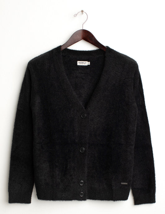 Cardigan con filato effetto pelliccia donna black fw24w10mk cc-a0951