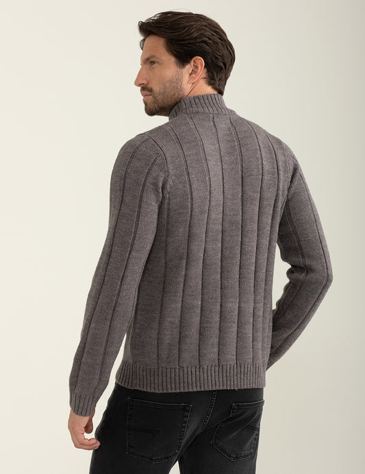 Lupetto in maglia con lavorazione a righe verticali - back - 002
