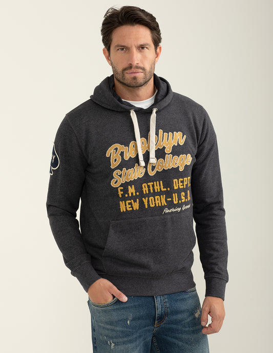 Felpa con cappuccio stile casual uomo antracite melange fm24w17fc cc-a0953
