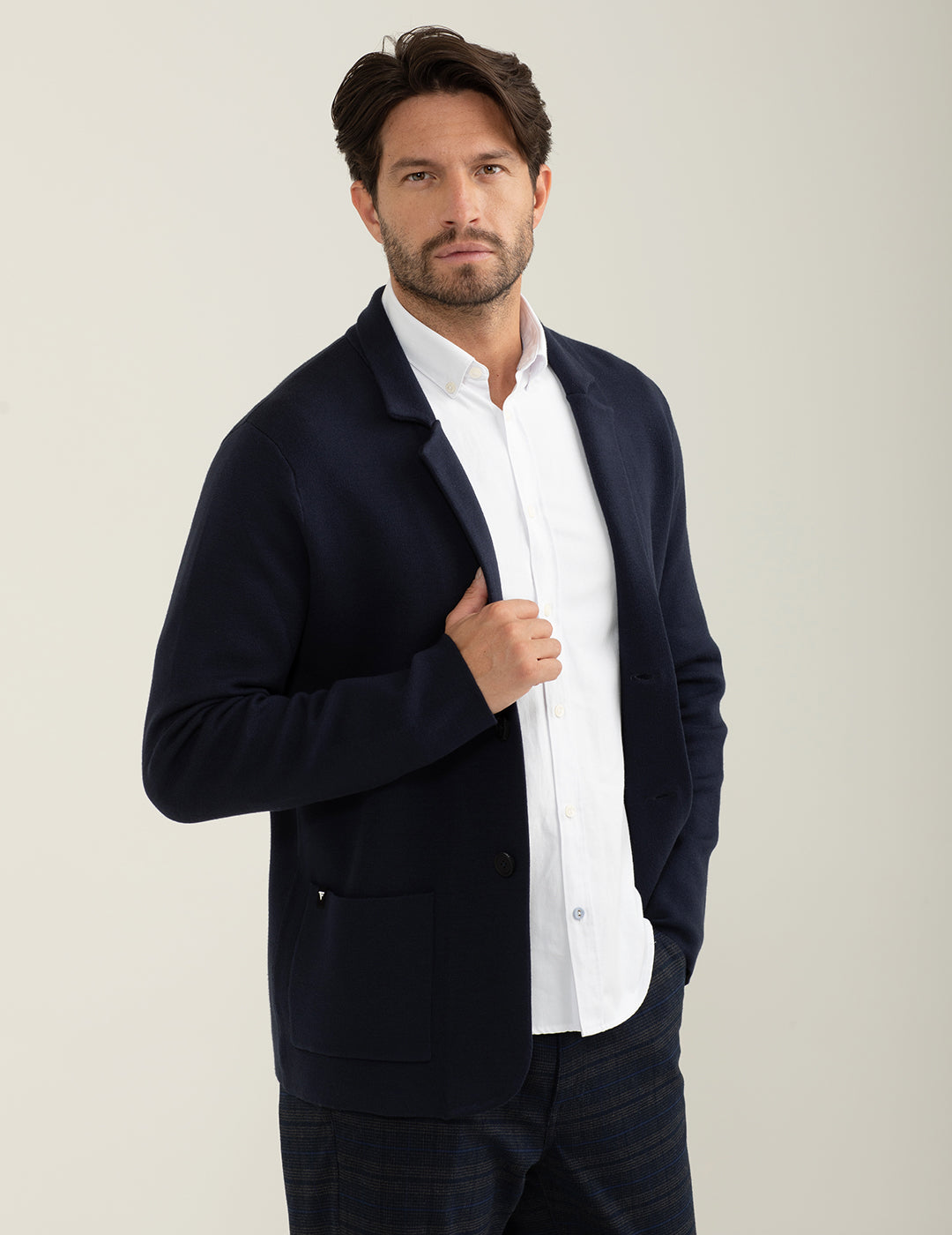 Giacca monopetto in maglia uomo dark blue fm24w04bm cc-a1201 Giacca monopetto in maglia