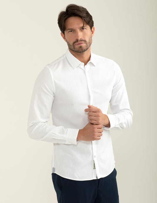 Camicia in tessuto armaturato uomo white fm24w14cu cc-a0001