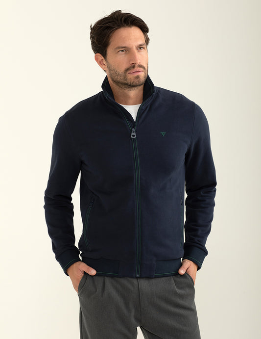 Felpa full-zip con collo alto uomo blue fm24w05fz cc-a0601