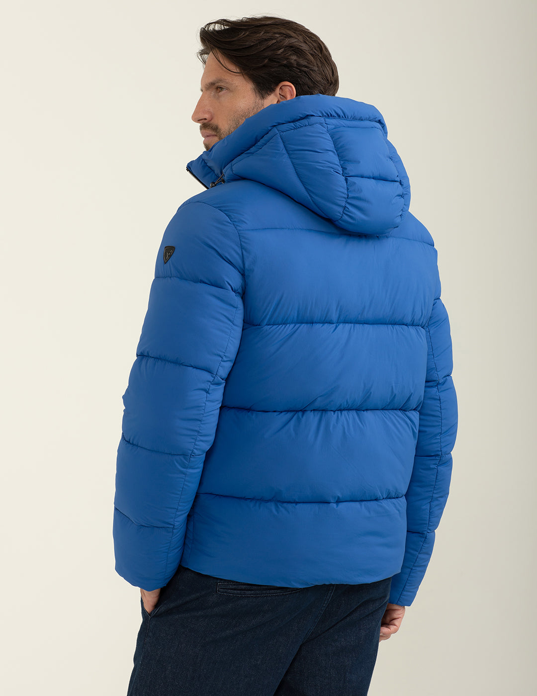 Piumino con cappuccio in materiale stretch uomo bluette fm24w14kd cc-a0606 Piumino con cappuccio in materiale stretch