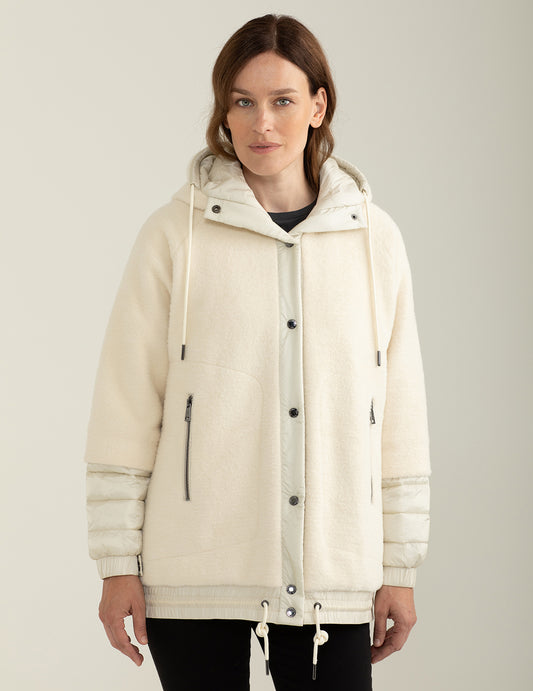 Giubbotto in panno con cappuccio donna off white fw24w11ku cc-a0002