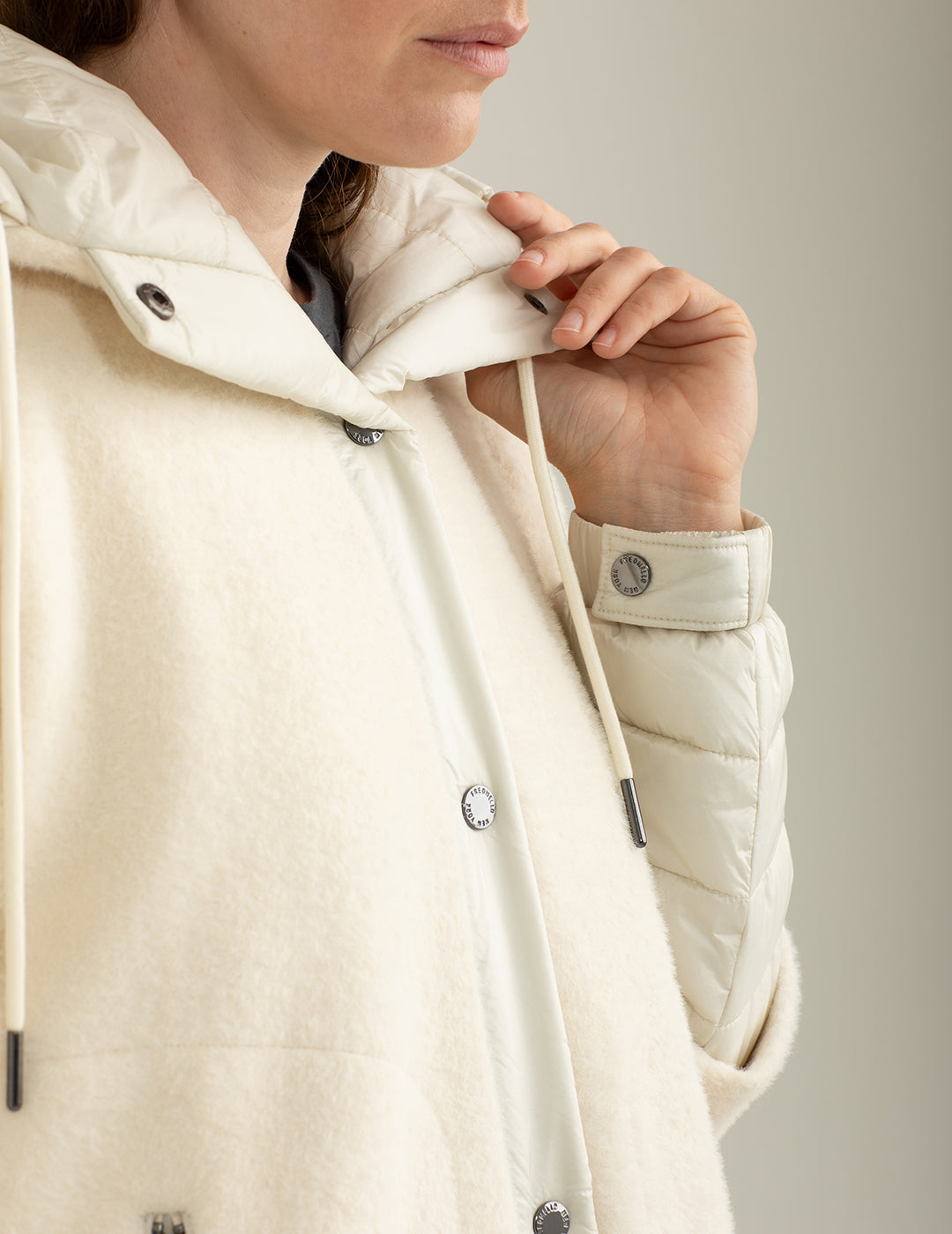 Giubbotto in panno con cappuccio donna off white fw24w11ku cc-a0002 Giubbotto in panno con cappuccio