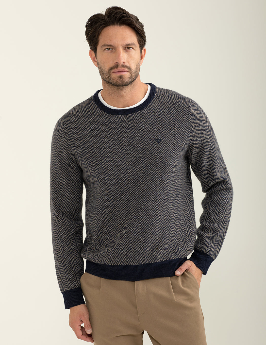 Maglia girocollo fantasia a maniche lunghe uomo blue fm24w36mg cc-a0601 Maglia girocollo fantasia a maniche lunghe
