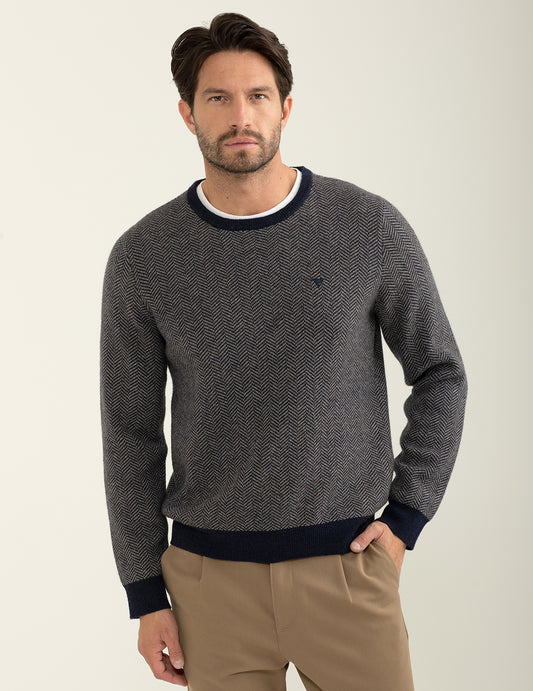 Maglia girocollo fantasia a maniche lunghe uomo blue fm24w36mg cc-a0601