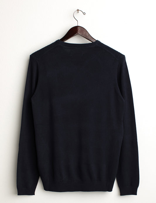 Maglia girocollo con lavorazione a rombi - back - 002