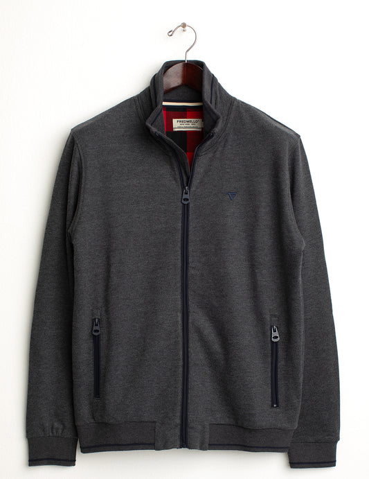 Felpa full-zip con collo alto uomo antracite melange fm24w05fz cc-a0953