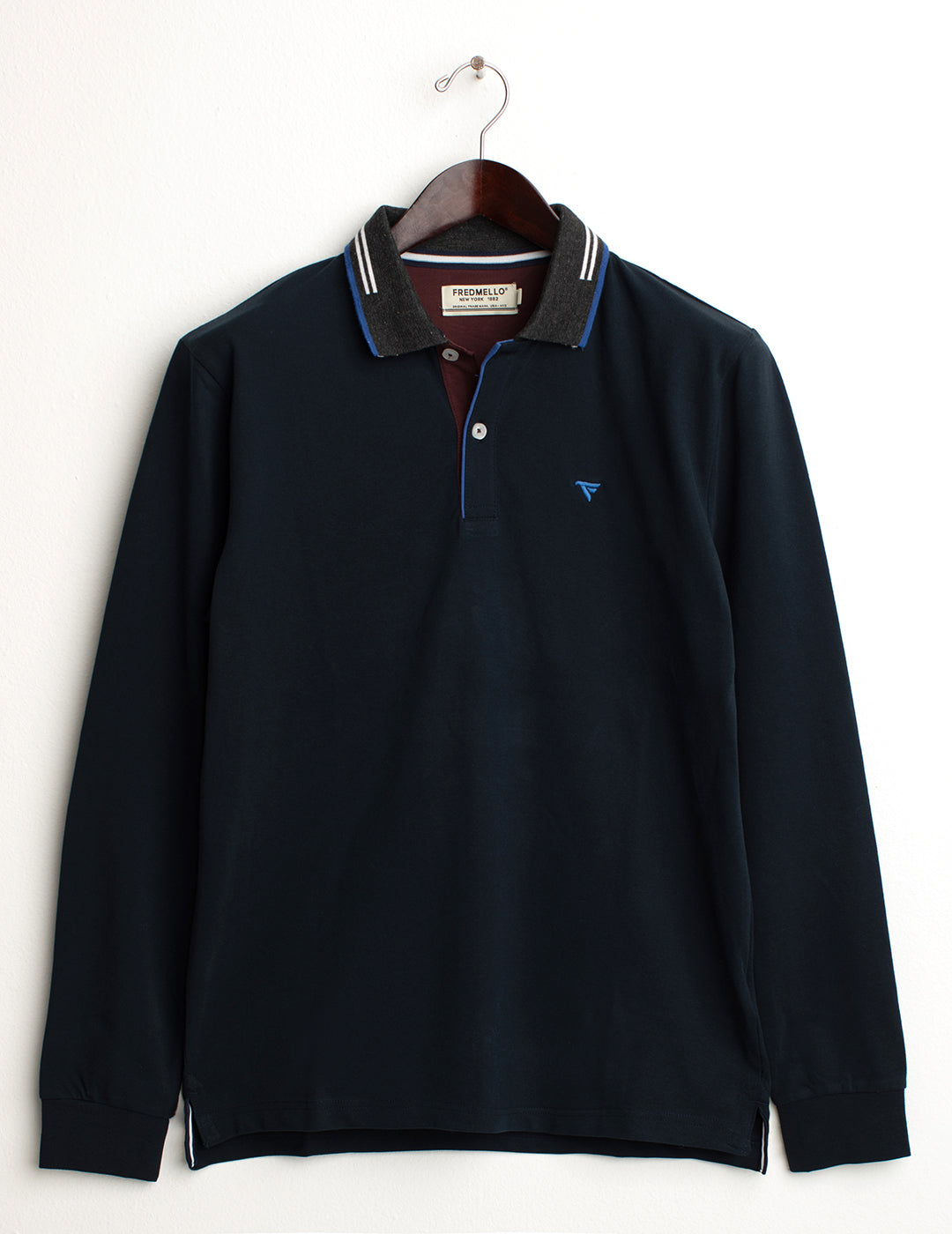 Polo a manica lunga in jersey uomo blue fm24w04qu cc-a0601 Polo a manica lunga in jersey