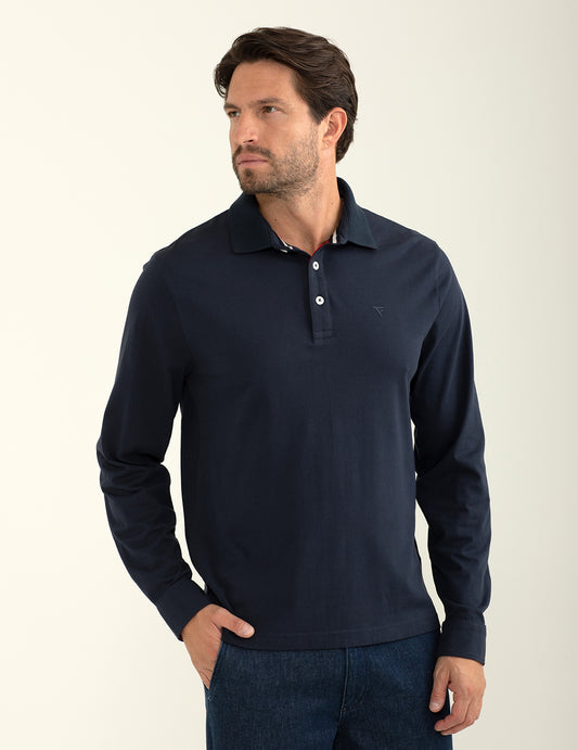 Polo a manica lunga in jersey uomo blue fm24w02qu cc-a0601