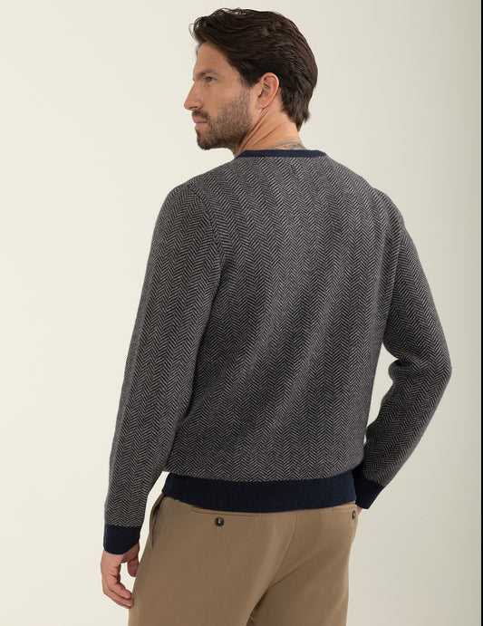 Maglia girocollo fantasia a maniche lunghe - back - 002