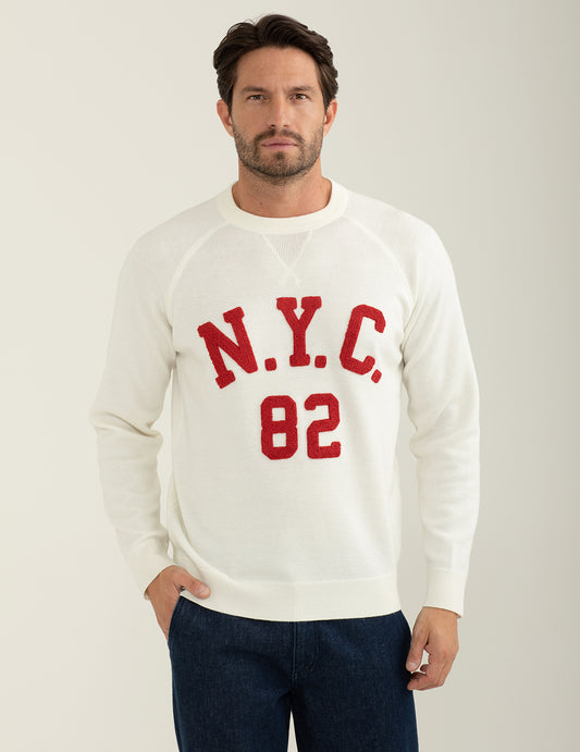 Maglia girocollo con taglio raglan uomo cream fm24w50mg cc-a0017 Maglia girocollo con taglio raglan