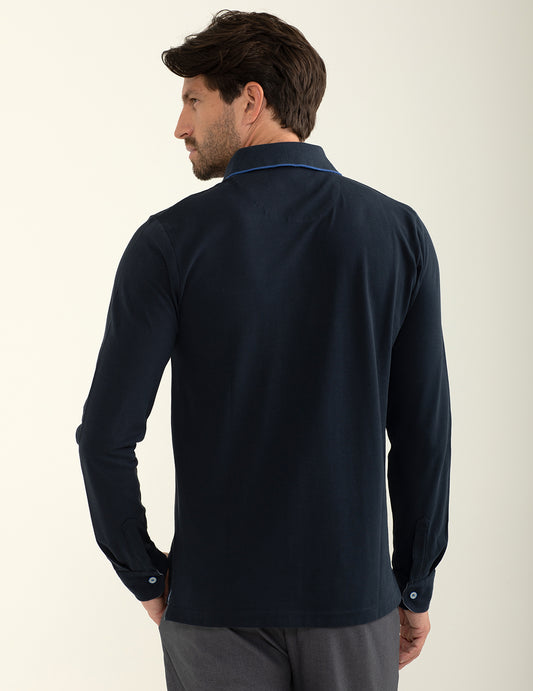 Polo a manica lunga in piquet - back - 002