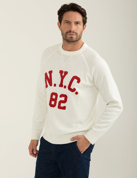 ALT03Maglia girocollo con taglio raglan uomo cream fm24w50mg cc-a0017 Maglia girocollo con taglio raglan