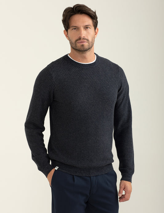 Maglia girocollo fantasia uomo blue fm24w45mg cc-a0601 Maglia girocollo fantasia