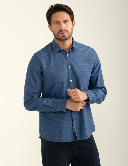 Camicia in tintofilo jacquard uomo blue fm24w06ct cc-a0601