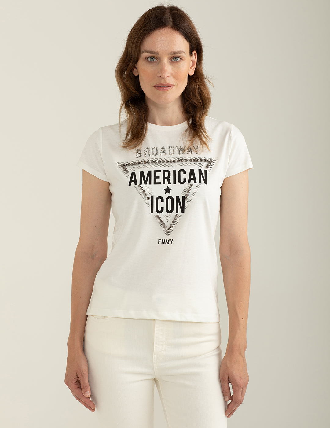 T-shirt a maniche corte girocollo in jersey donna off white fw24w10tg cc-a0002 T-shirt a maniche corte girocollo in jersey
