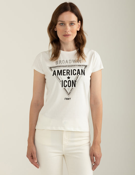 T-shirt a maniche corte girocollo in jersey donna off white fw24w10tg cc-a0002