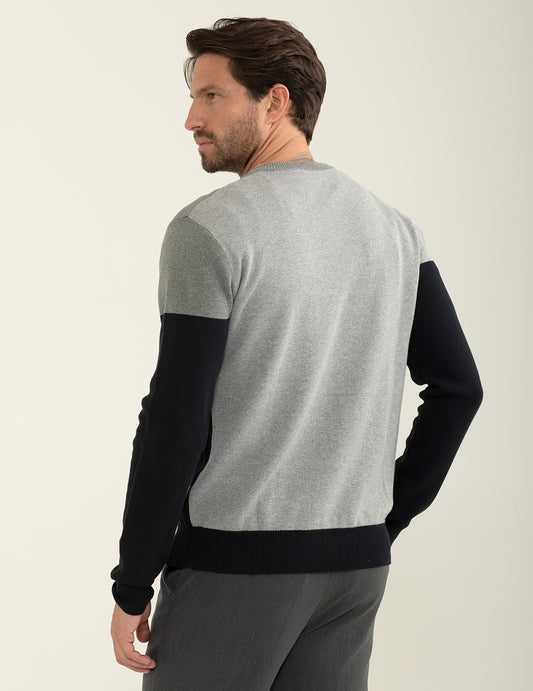Maglia girocollo color block - back - 002