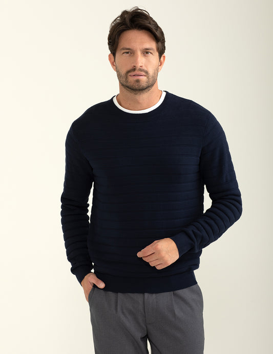 Maglia girocollo con lavorazione a rilievo uomo blue fm24w06mg cc-a0601