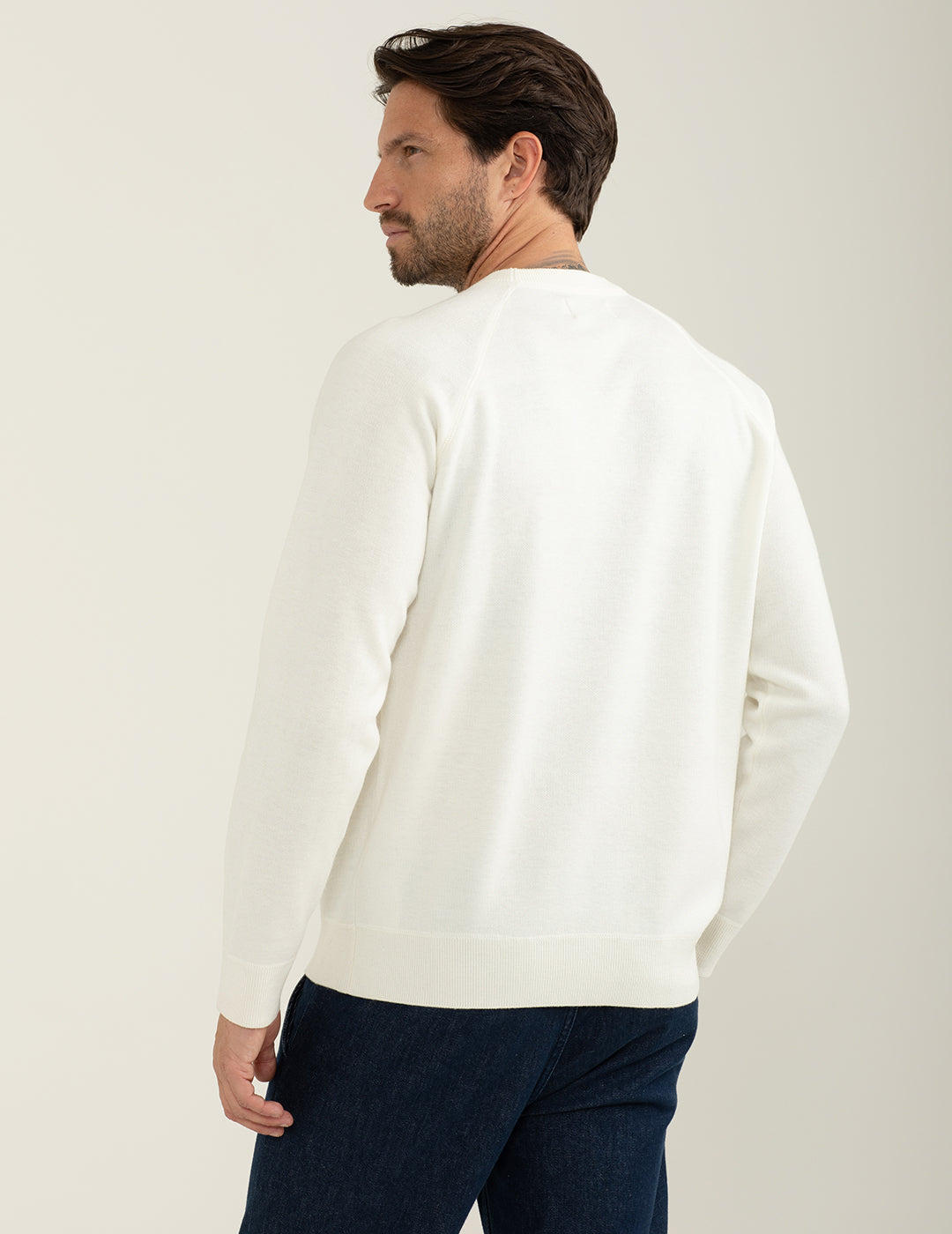 Crew-neck sweater with raglan cut man cream fm24w50mg cc-a0017 Crew-neck sweater with raglan cut