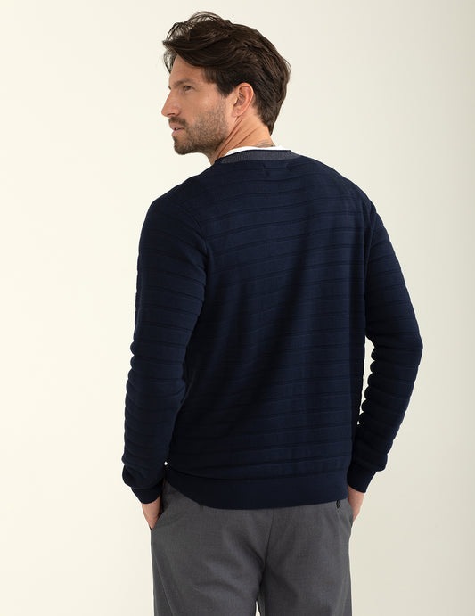 Maglia girocollo con lavorazione a rilievo - back - 002