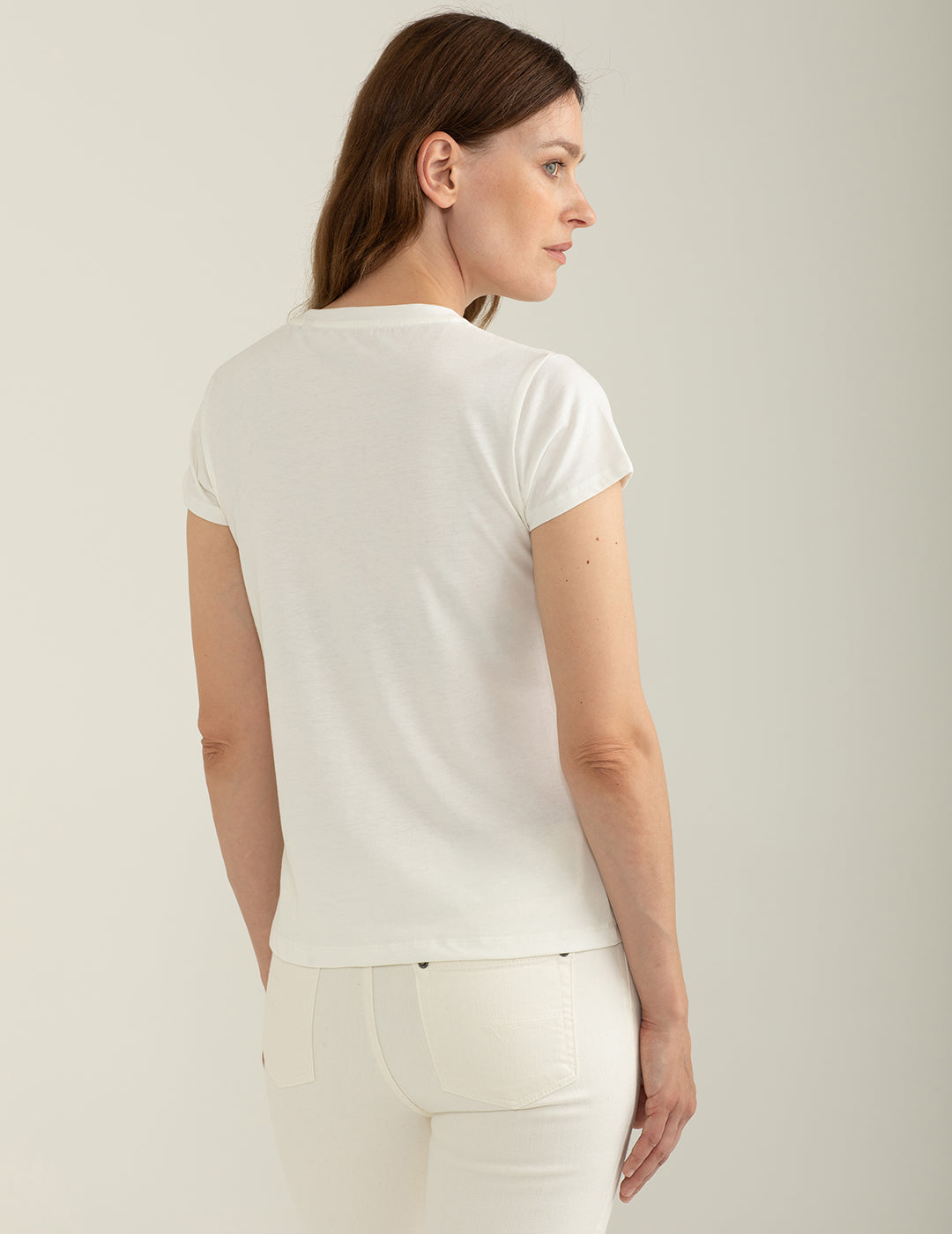 T-shirt a maniche corte girocollo in jersey donna off white fw24w10tg cc-a0002 T-shirt a maniche corte girocollo in jersey