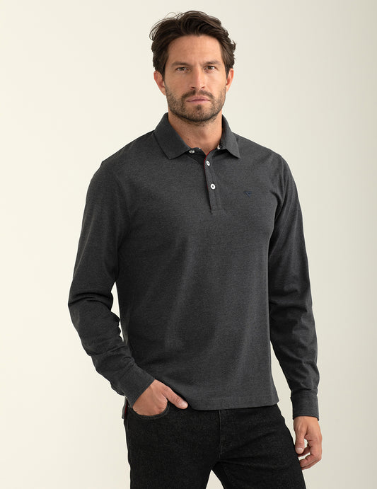 Polo a manica lunga in jersey uomo antracite melange fm24w02qu cc-a0953