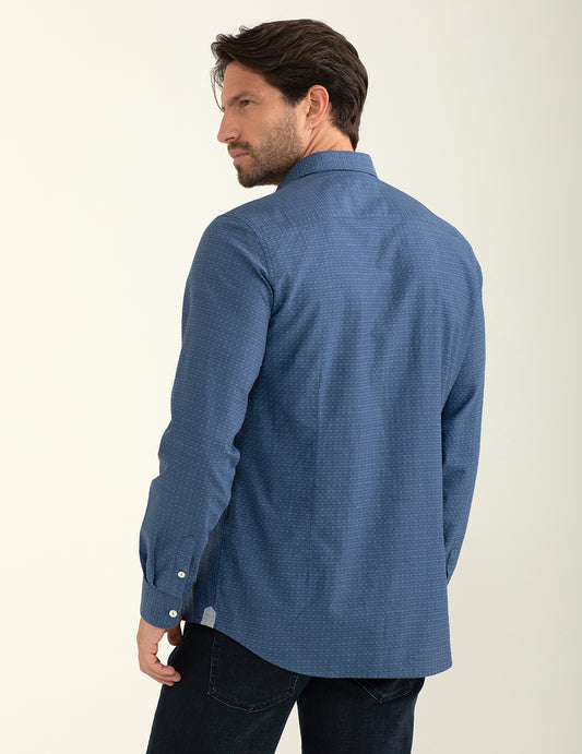 Camicia in tintofilo jacquard - back - 002