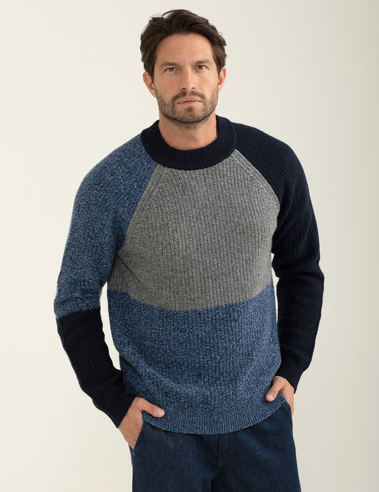 Maglia dolcevita mouliné uomo blue mouline' fm24w47md cc-a0619 Maglia dolcevita mouliné