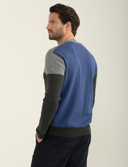 Maglia girocollo color block - back - 002