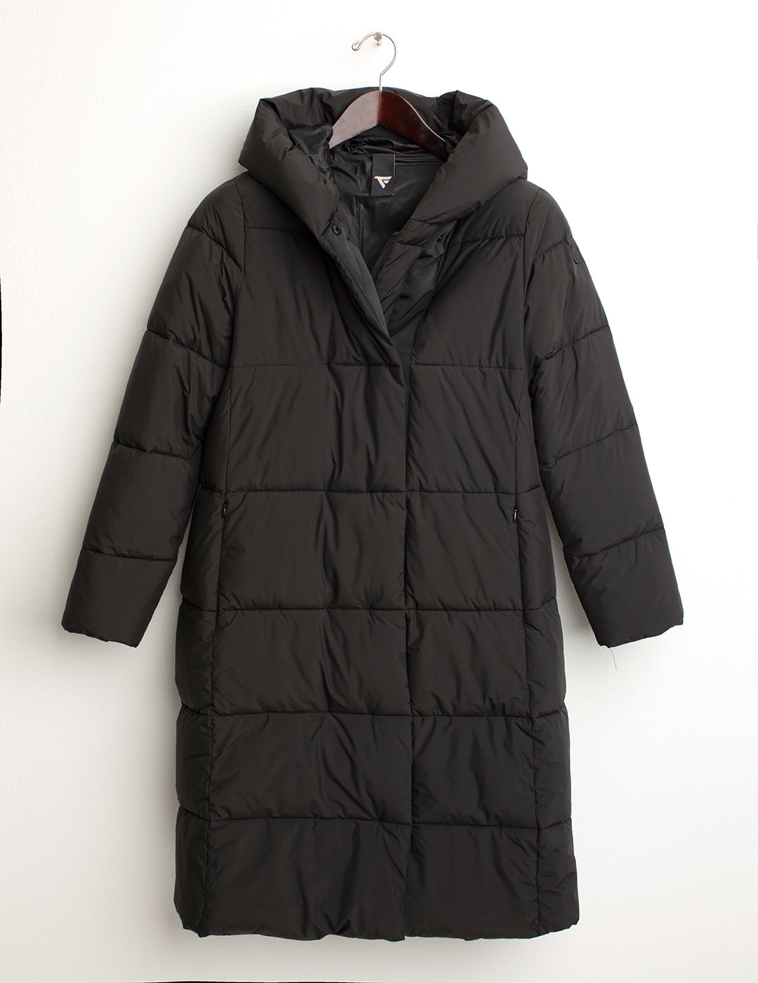 Piumino lungo con cappuccio donna black fw24w13kd cc-a0951 Piumino lungo con cappuccio