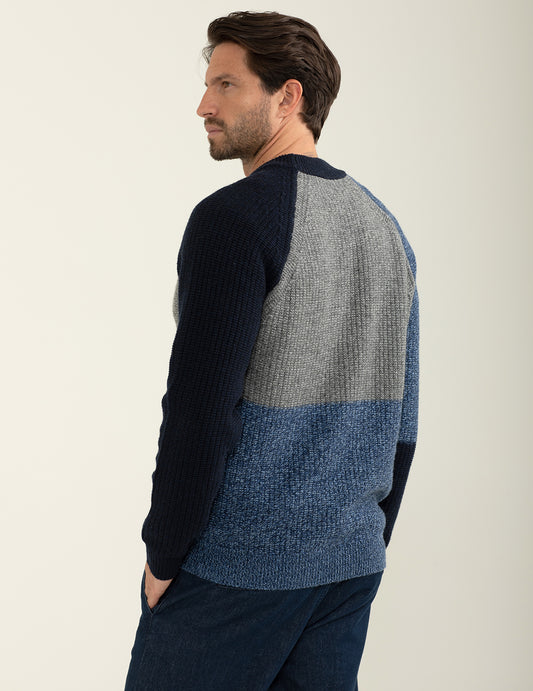 ALT03Maglia dolcevita mouliné uomo blue mouline' fm24w47md cc-a0619 Maglia dolcevita mouliné