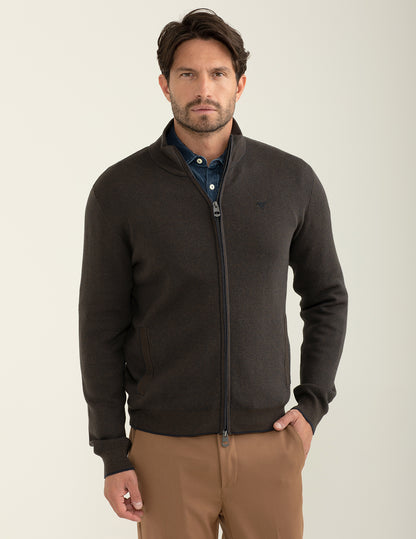 Full zipper turtleneck sweater