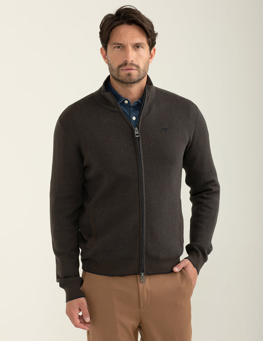 Maglia full zip a collo alto uomo blue fm24w55mz cc-a0601 Maglia full zip a collo alto
