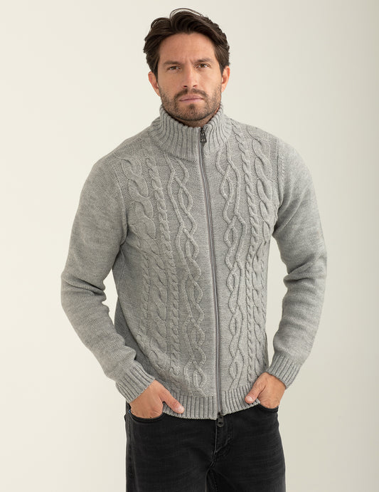 Maglia a collo alto con zip uomo gray melange fm24w17mz cc-a0901